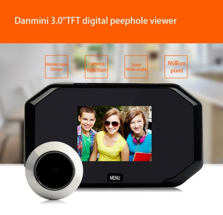 YB-30BH 3 inch Screen 1.0MP Security Camera Taking Picture Door Peephole, Support TF Card, 1.0MP TF Card YB-30BH 3 inch Screen 1.0MP Security Camera Taking Picture Door Peephole, Support TF Card, 1.0MP TF Card